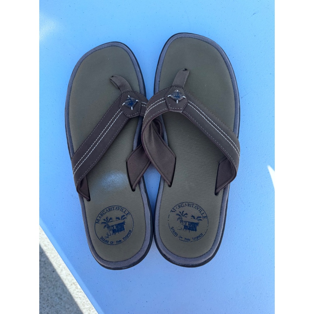 Margaritaville Mens Cayman Brown Flip Flop Sandals Soles of the Tropics Size 13